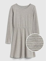 New GAP Kids Girls Heather Gray Striped Sparkle Crew Neck Fit Flare Dres... - £23.35 GBP