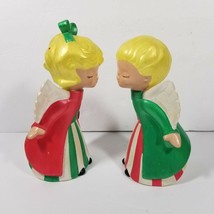 7&quot; Kissing Angels Boy Girl Vintage Ceramic Holiday Set Handpainted Red G... - £11.79 GBP