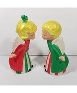7&quot; Kissing Angels Boy Girl Vintage Ceramic Holiday Set Handpainted Red G... - £11.97 GBP