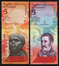 VENEZUELA 2011 &amp; 2018 UNC Set 2x5 Bolivares Banknotes Paper Money Bill P- 89,102 - £1.10 GBP