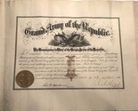 1890 Grand Army of the Republic Aide De Camp Certificate Signed and Sealed  - £235.17 GBP