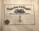 1890 Grand Army of the Republic Aide De Camp Certificate Signed and Sealed  - $292.78