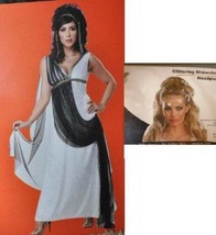 Womens Greek Goddess Halloween Costume Aphrodite Dress &amp; Gold Headpiece ... - $38.61