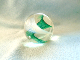Selkirk Glass Paperweight White And Green With Early Impressed Stamp And... - $24.82
