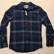 Madewell Perfect Fit Linen Shirt Mens Sz Small Blue Purple Plaid NWT - $27.09