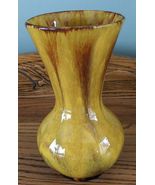 BMP Blue Mountain Pottery Harvest Gold Wide Mouth 3 Trees Vase - £11.00 GBP