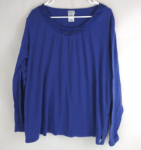 JMS Just My Size Women&#39;s Blue Beaded Long Sleeve Shirt Plus Size 4X - £13.98 GBP