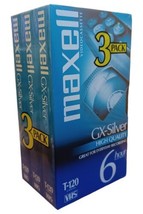 Maxell T-120 GX-Silver High Quality VHS Tapes (3-Pack) 6 Hour in EP Mode NEW - £6.45 GBP