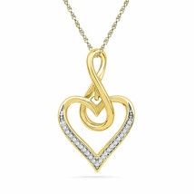 10kt Yellow Gold Womens Round Diamond Infinity Heart Pendant 1/20 Cttw - £143.36 GBP