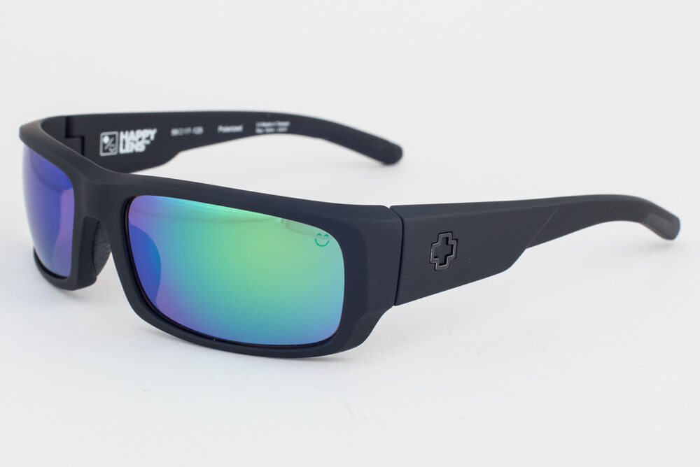 SPY CALIBER Matte Black / Happy Green Mirrored Polarized Sunglasses 673374973861