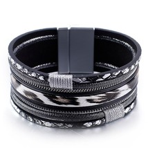ALLYES Black Leopard Leather Bracelet Women Bohemian Jewelry 2020 Fashion Ladies - £9.75 GBP