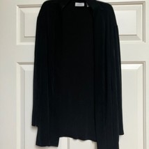 Chico&#39;s Travelers Drape Open Front Cardigan Jacket Black Size 2 Large St... - $23.76