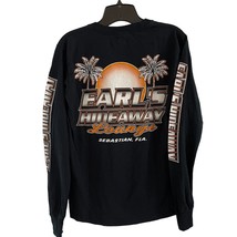 Earls Hideaway And Tiki Lounge S Small Tee Shirt Men Long Sleeve Black Crew Neck - £10.51 GBP