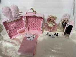 Na Na Na Surprise lot 2 dolls bunny Rabbit storage Case w Furniture Bed ... - £15.75 GBP