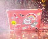 IPSY Cosmetics Bag &quot;Have Fun&quot; Smiley Rainbow Love Lips Peace Makeup 5”x7... - $14.84