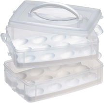 2-Layer Food Storage Container With Egg Holder Trays Medium Clear NEW - £19.09 GBP