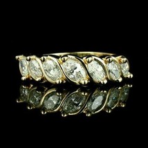 2CT Marquise Simulated Diamond 7-Stone Wedding Band Ring 14K Yellow Gold... - £85.65 GBP