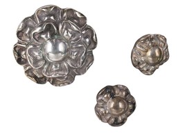1940&#39;s Matl Sterling Repousse earrings/brooch - £361.72 GBP