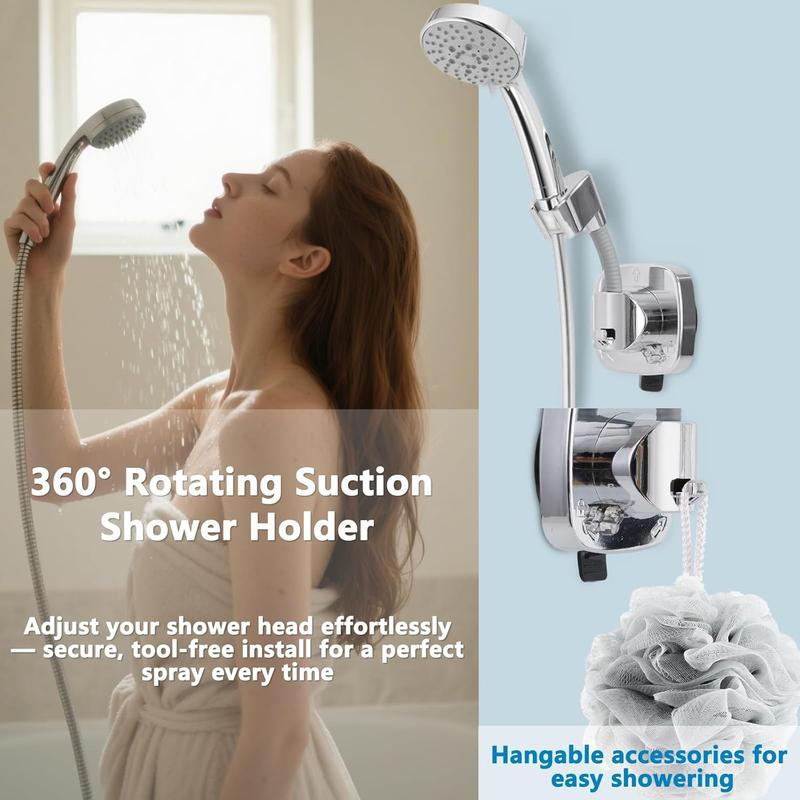 Shower Head Holder Suction Cup, 360° Adjustable Handheld Shower Holder Wall Moun Item image 2