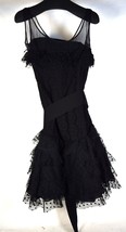 Giambattista Valli Dress Black Lace Floral Sleeveless Tiered 42 Womens  - $247.50