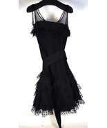 Giambattista Valli Dress Black Lace Floral Sleeveless Tiered 42 Womens  - £194.62 GBP