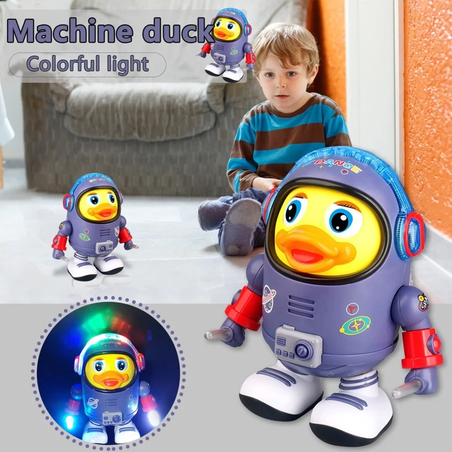 Space Duck Dancing Toy New Cartoon Space Swinging Colorful Light Music Ducks - £20.44 GBP