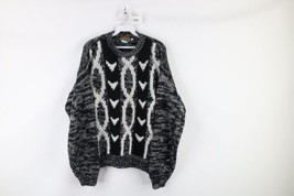 Vintage 90s Streetwear Mens Small Abstract Chunky Ribbed Knit Crewneck Sweater - £38.84 GBP