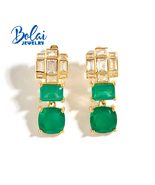 Dangling earrings with natural Green agate gemstone fine earrings for wo... - £47.07 GBP