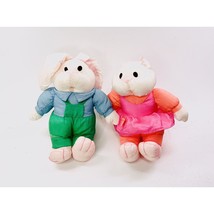 Bunny Plush Paracutes Silk VTG 80&#39;s International Silver Co 2 Pk Bundle Decor - $16.07