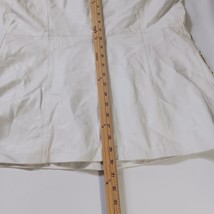 Darshi Women's White Flower Design Real Leather Button Vest Jacket Size 16 image 8