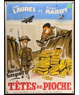 BLOCKHEADS (R-50s) Stan Laurel &amp; Oliver Hardy French Poster WWI Doughboys - $200.00