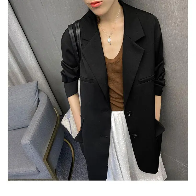 GETSPRING Women Blazer Black All Match Casual Long Ladies Blazers And Jackets Bl - £229.03 GBP
