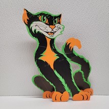 Beistle Halloween Vintage Cardboard Stand Up Leaning Sit Cat Black Green... - $29.60