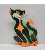 Beistle Halloween Vintage Cardboard Stand Up Leaning Sit Cat Black Green... - $40.46 CAD