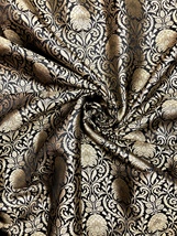 Indian Brocade fabric Black and Gold Fabric Wedding Fabric, Abaya Fabric -NF640 - £5.91 GBP - £8.68 GBP