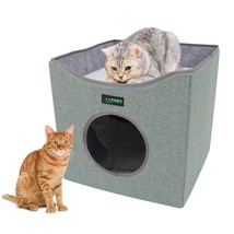 JESPET Foldable Cat Condo, Cat Cube House &amp; Sleepping Bed with Lying Surface and - £28.14 GBP