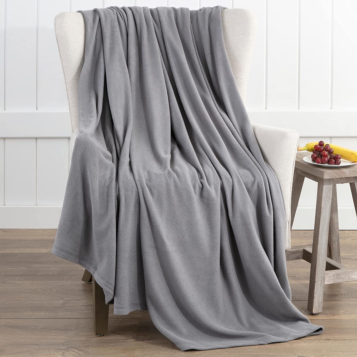 Martex 1B06871 Super Soft Fleece Plush Lightweight Blanket Low Lint Luxury, Grey - $35.99