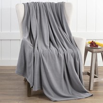 Martex 1B06871 Super Soft Fleece Plush Lightweight Blanket Low Lint Luxury, Grey - £25.30 GBP