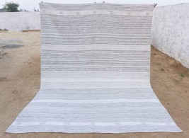 8x10 Silver-Grey Silk Swedish Scandinavian Flat-weave Rug Turkish Kilim - £744.20 GBP