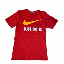 Nike Regular Fit Short Sleeve Red T-shirt with yellow swoosh and White l... - $18.49