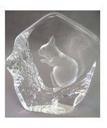 Swedish Etched Crystal Paperweight Woodland Squirrel MATS JONASSON - $185.26 CAD