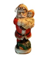 5&quot; Bisque Santa Holding Child Ornament Alsan Alessandra Vintage - £14.89 GBP
