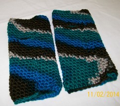 Multi Blue Fingerless Gloves, Mittens, Handmade - $12.00
