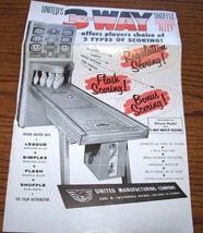 3 Way Shuffle Bowling Arcade Flyer Original United Game Art Print 1959 - £17.85 GBP