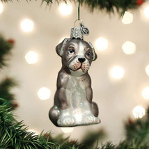OLD WORLD CHRISTMAS PITBULL PUP DOG GLASS CHRISTMAS ORNAMENT  12570 - £13.45 GBP