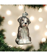 OLD WORLD CHRISTMAS PITBULL PUP DOG GLASS CHRISTMAS ORNAMENT  12570 - £13.18 GBP