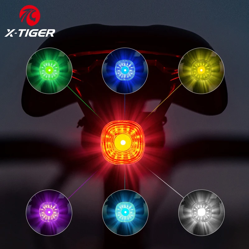 X-TIGER Bike Rear Light Colorful Bike Taillight IPx6 Waterproof LED Charging - £16.38 GBP+