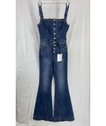 INSANE GENE Overalls Flare Button Up Retro Bell Bottom Jumpsuit SMALL Y2... - $64.95 CAD