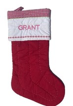 Pottery Barn Kids Quilted Red Christmas Stocking Monogrammed GRANT - £19.23 GBP
