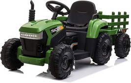 This 12V Battery-Powered Toy Tractor Features A Trailer, 35W Dual Motors, And A - £184.35 GBP